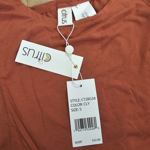 Citrus Lounge Around Jersey Tie Back Tank Top Clay Orange Size Small - Picture 3 of 10